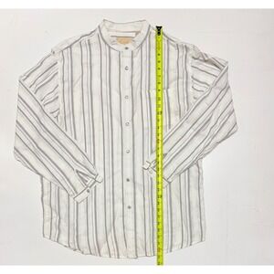 Scully Mens Striped Mandarin Collar Button Up Shirt XL Star Snap Buttons